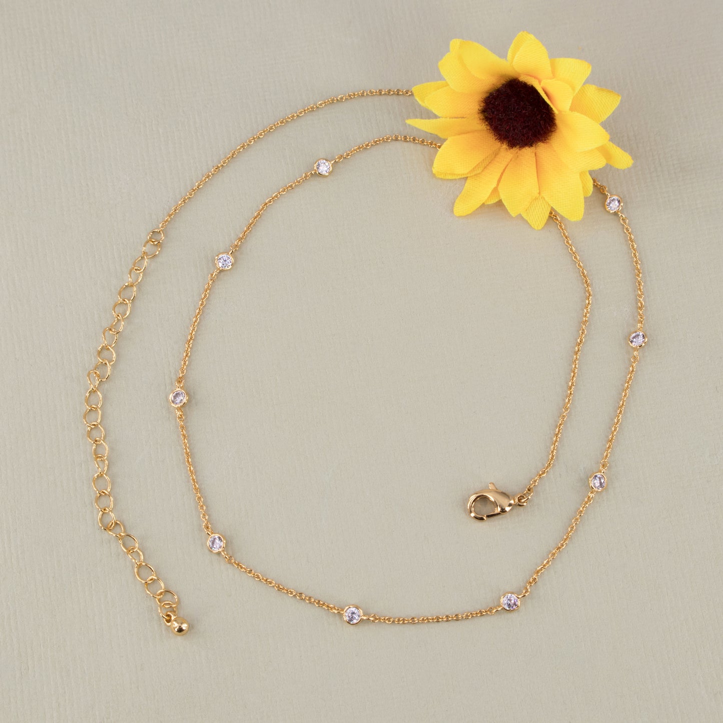 Clear CZ Station Necklace