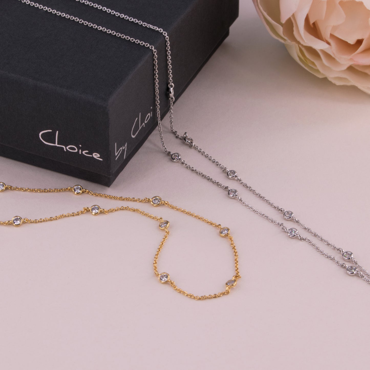 Clear CZ Station Necklace