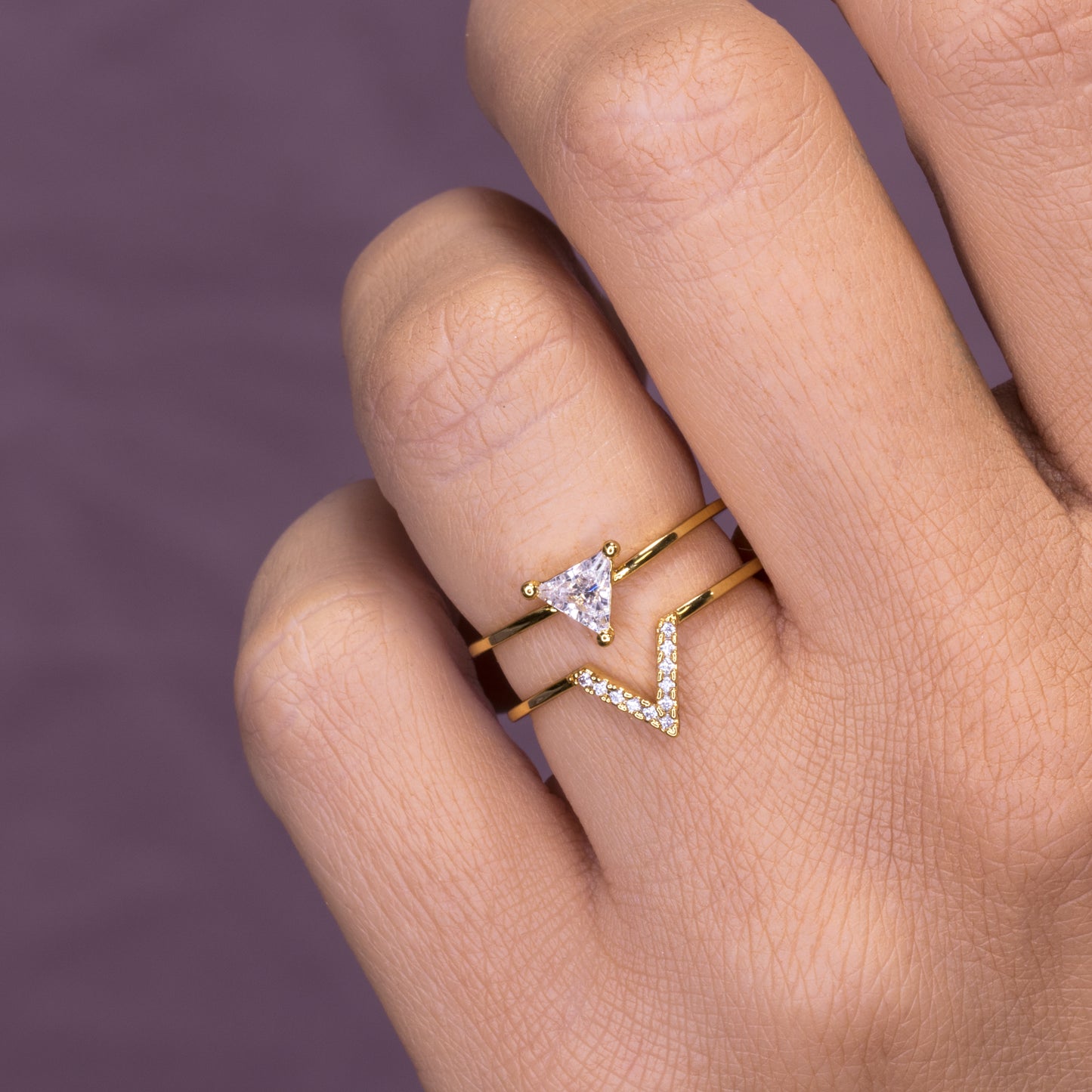 Stacked Triangle Gemstone Ring