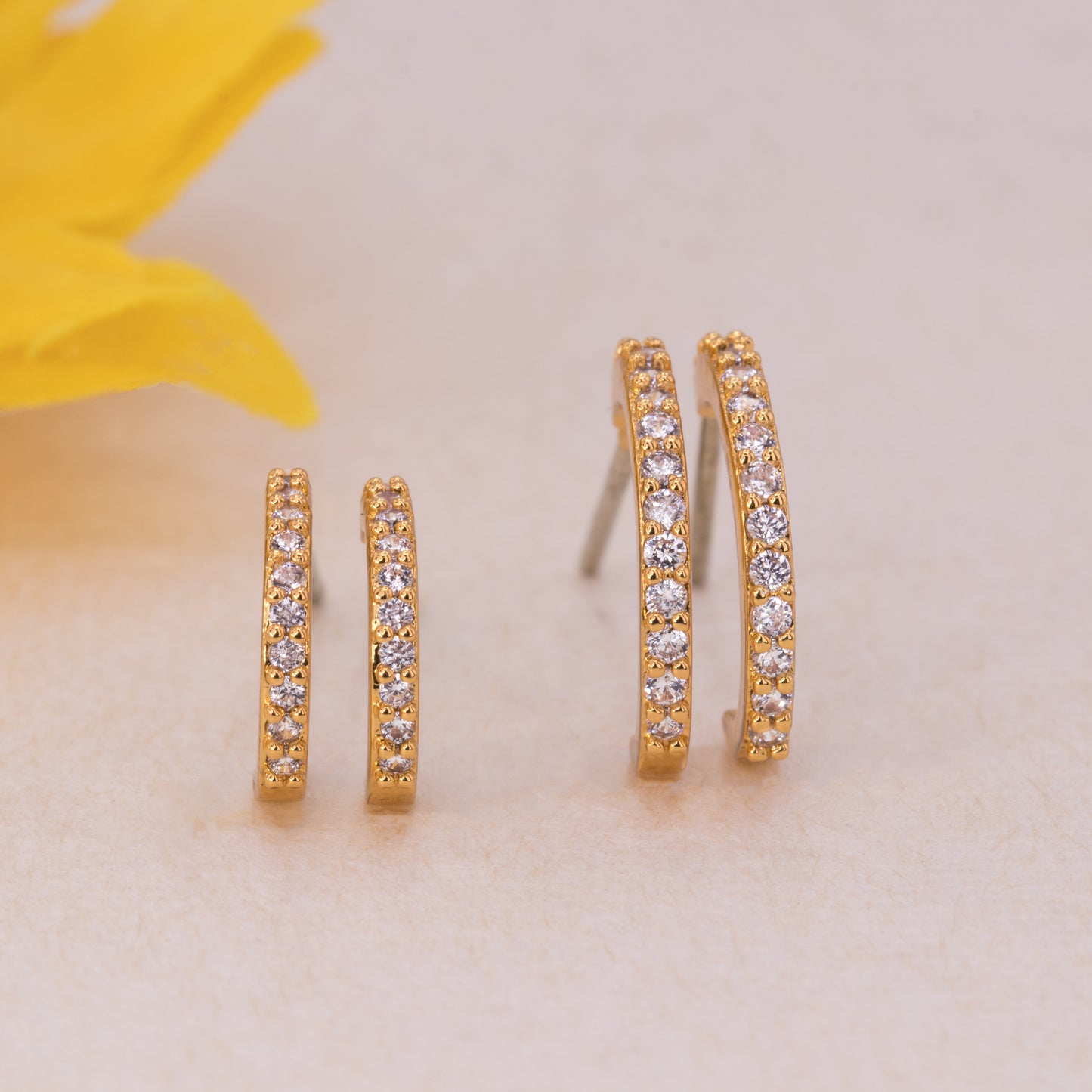 Tiny Clear Hoops Earrings Set of 2