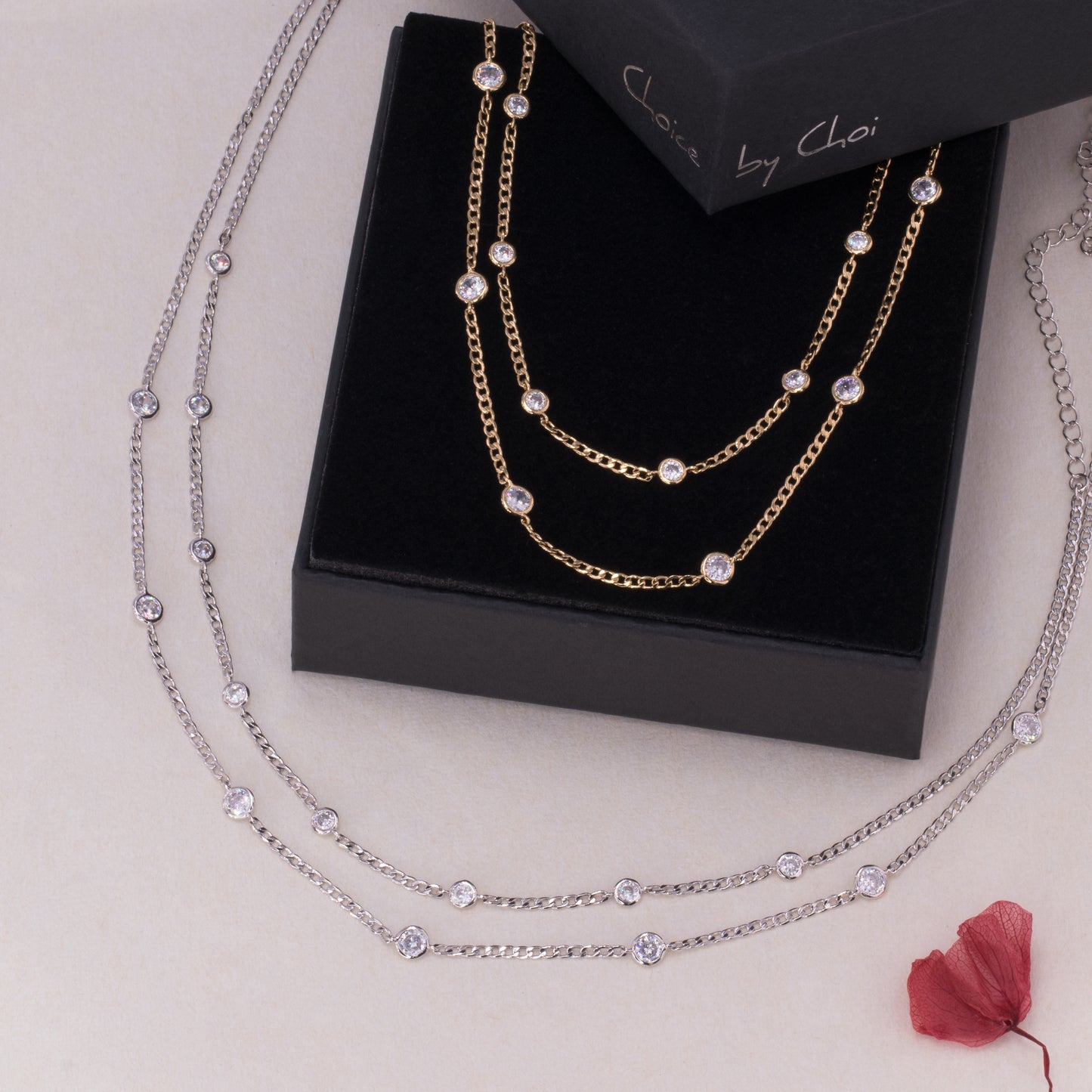 CZ Station Layered Necklaces Set