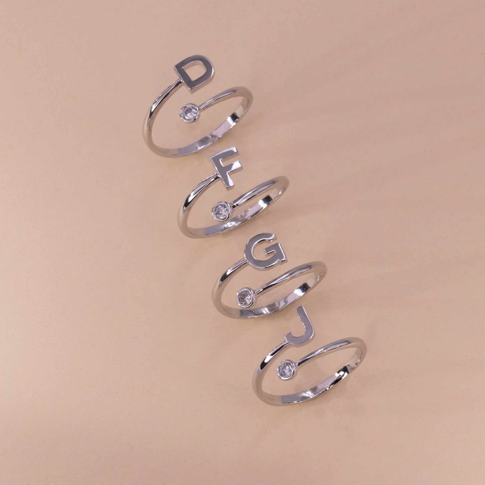  MagicDeer Personalized Monogram Letter Ring Custom 3