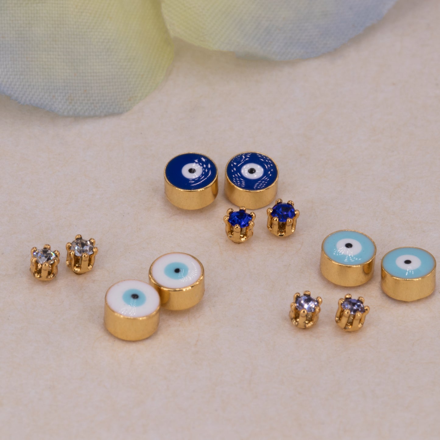 Blue Evil Stud Earrings Set of 6