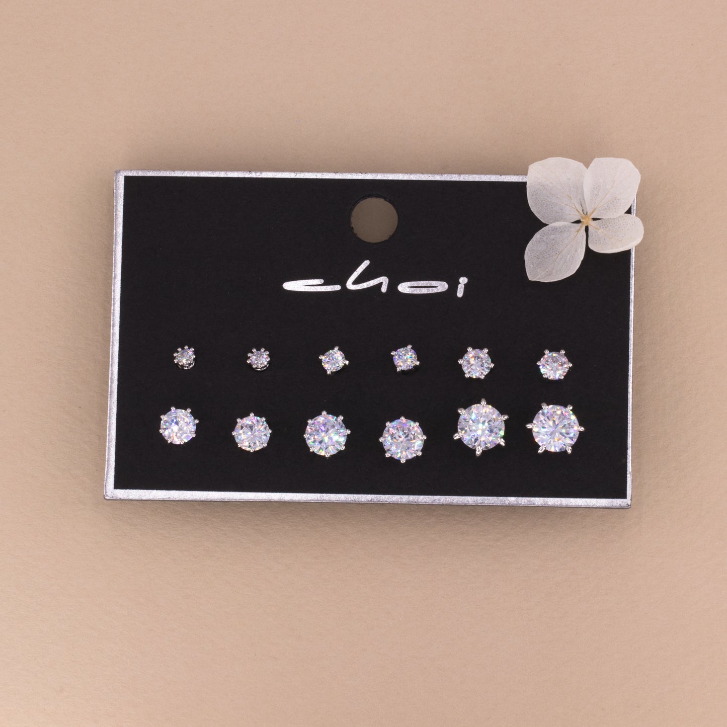 Round Bling Stud Earrings Set