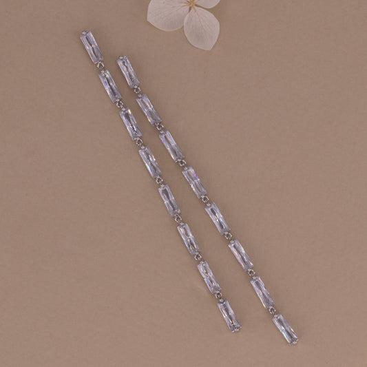 Rectangle Gem Long Drop Earrings