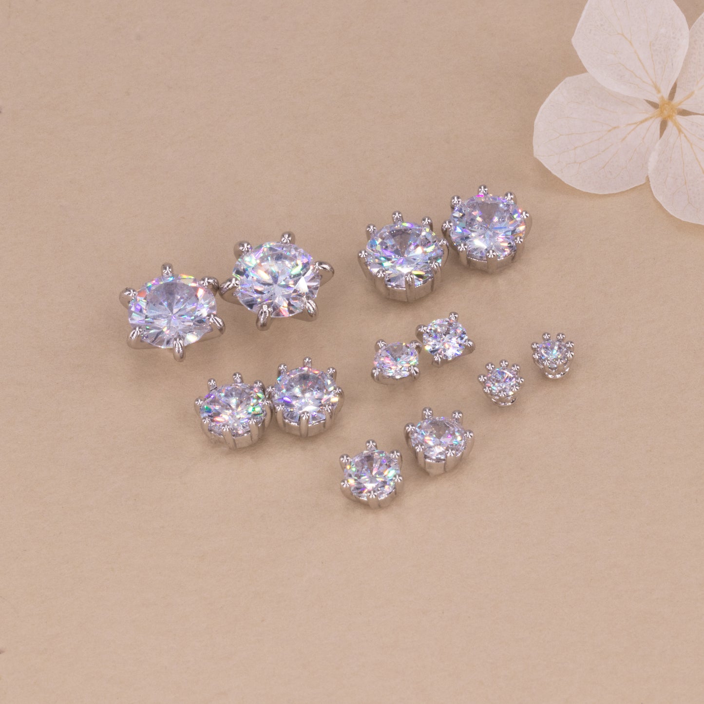 Round Bling Stud Earrings Set