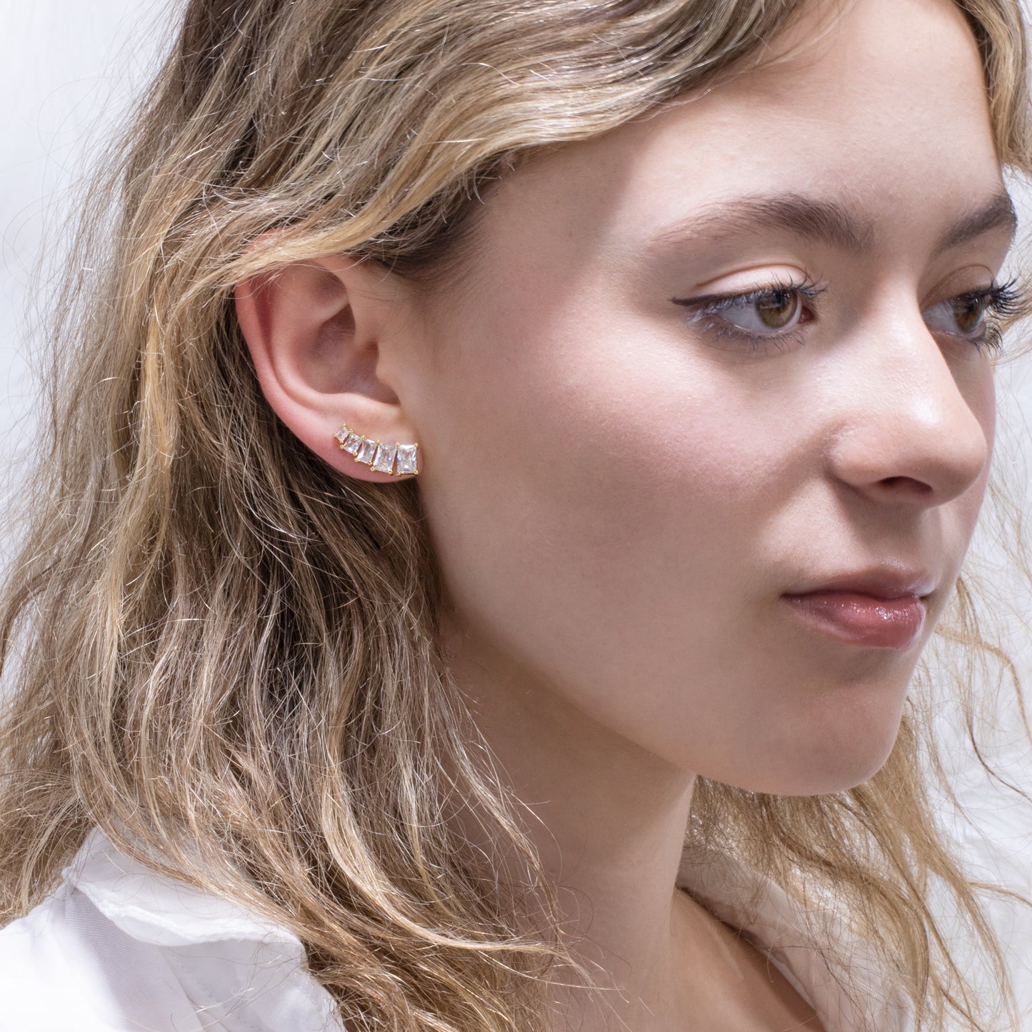 Geometric Clear Gem Earrings Set