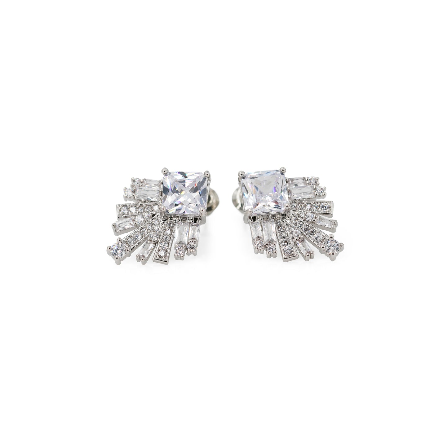 cubic zirconia button earring.